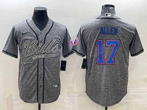 Mens Buffalo Bills #17 Josh Allen Gray With Patch Cool Base Stitched Baseball Jersey